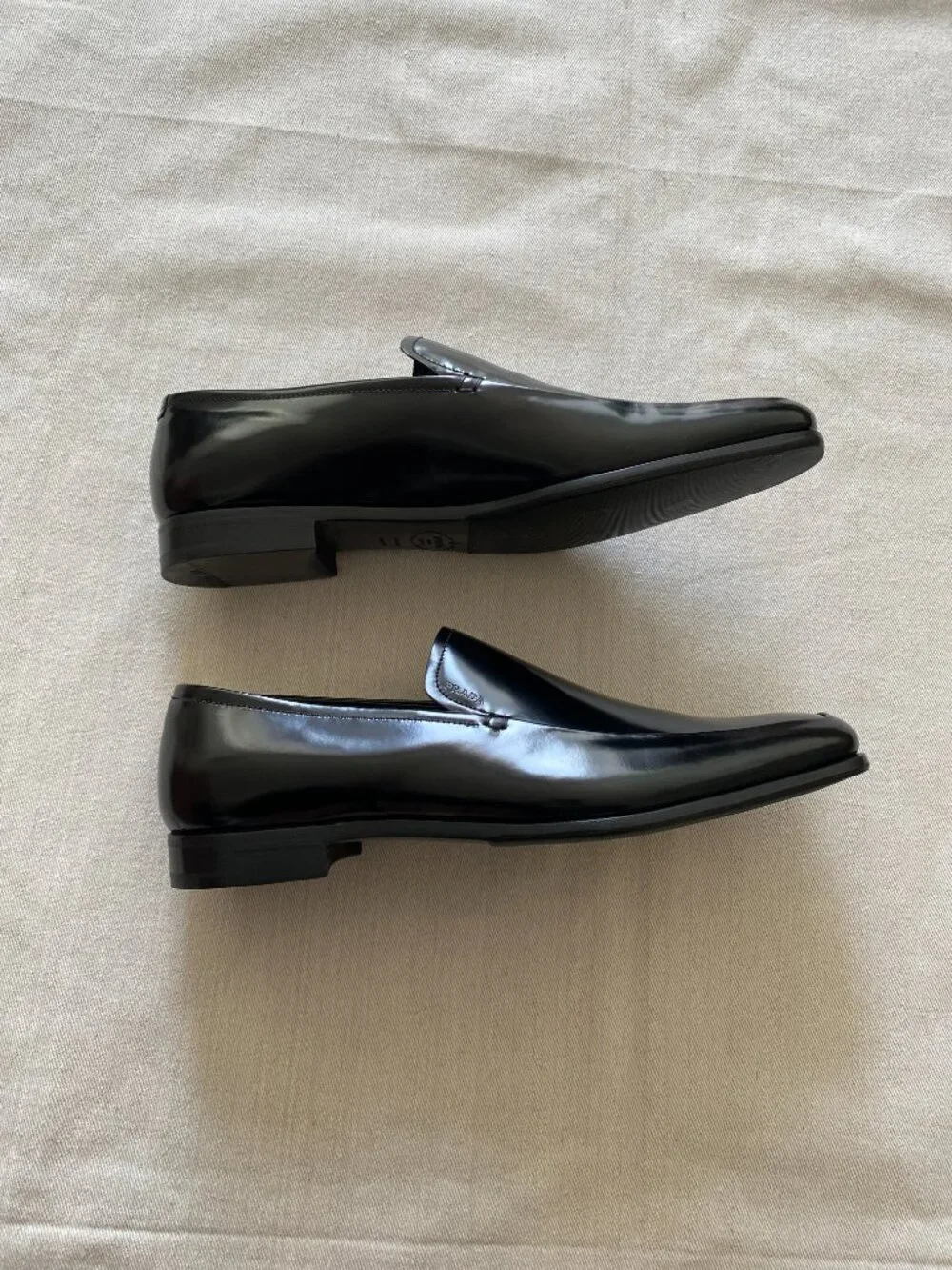 Prada Brushed Black Leather Loafers Size US 10.5